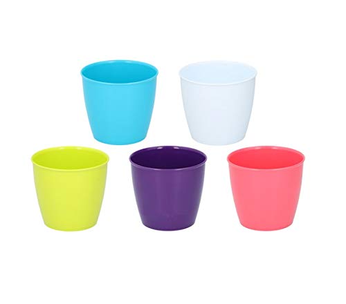 ED 5PCS Coloured Plastic Plant Flower Pots Planter Small 0.7L 11cm Colourful Plant Flower Pots Indoor Outdoor Garden Windowsill Multi Coloured Herb Seedling Nursery Pots