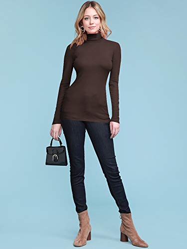 Image of Lock and Love Women's Turtleneck Top Lightweight Long Sleeve Slim Fit Pullover, Soft Rayon Stretch Layering Basic, S-3XL