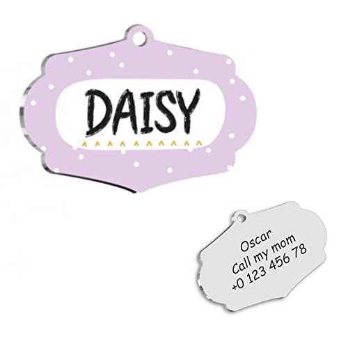 Pink Personalized Dog Tag - Custom Name Tag - ID Tag for Dog & Cat - Customized Pet Tags - Dog Name Tag - Cat Name Tag - Engraved Dog Tag