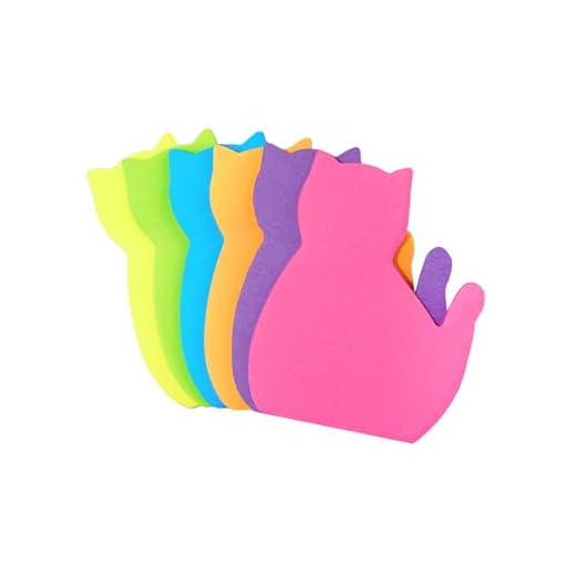 Cute Cat Sticky Notes, 6Pack 6 Bright Color Kawaii Sticky Notes for Cats Lover (6 Colors Shape 1)