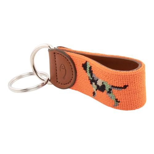 Image of Leather Hand-Stitched Needlepoint Key Fob or Key Chain