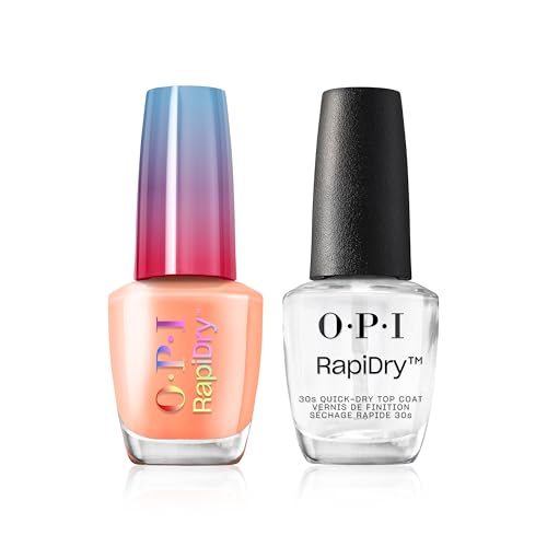OPI - Pack Rapidry - Top Coat (15ml) + Tono Naranja 'Within Peach' (9ml) - Esmaltes de Secado Rápido - Brillo Intenso