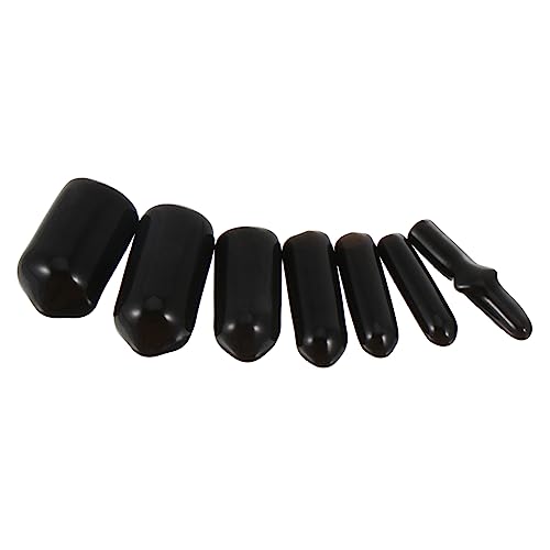 KICHOUSE 700pcs Rubber End Caps for Flexible Pipe Post Thread Protection Black Includes 100pcs Each of 7mm Thread Protector Covers