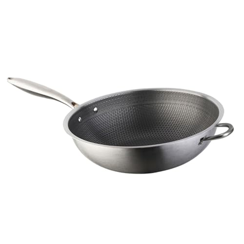Wok de acero inoxidable con mango Honeycomb antiaherente miniatura 1