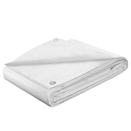 STARPYNG Tarp Cover Waterproof,100g/m²Extra Heavy Duty Poly Tarps Cover Suitable for Reinforced Edges of roofs, Camping, Patios, Swimming Pools, Boats (White, 2m x 3m)