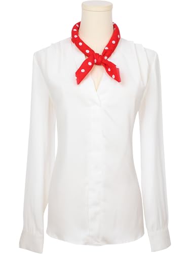 Women's Polka Dots Printed Blended Cotton Scarves, 1950s Retro Small Square Headscarf Neckerchief2