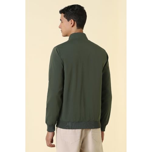 Image of Allen Solly Men's Regular Fit Solid High Neck Bomber Jacket
