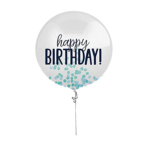Ballon en latex Happy Birthday bleu 61 cm pour illuminer un goûter d'enfant