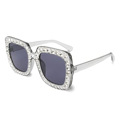 Xpectrum Extra Large Square Sparkly Crystal Sunglasses Bling Rhinestone Concert Glasses