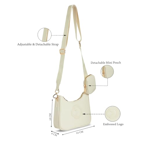 Image of Caprese Monroe Medium Crossbody Bag for Women | Sleek Monogram Sling Bag with Detachable Pouch | Adjustable and Detachable Strap Shoulder Bag for Everyday Use