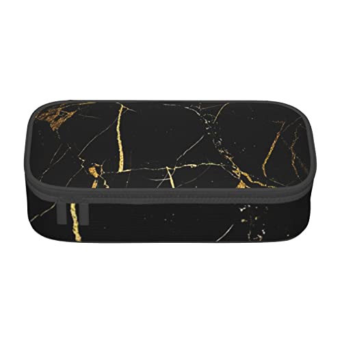 Astuccio per cancelleria durevole in marmo con scomparto con cerniera portatile di grande capacità stampato oro nero