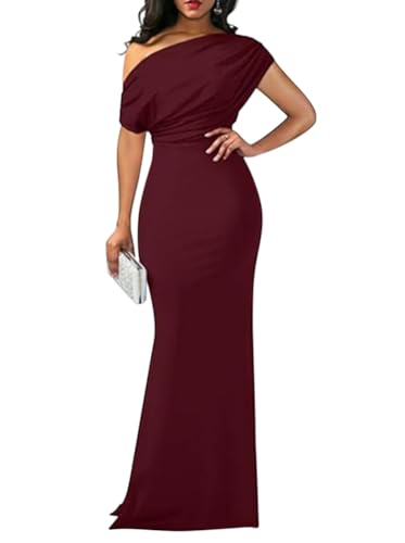 Minetom Damen Schulterfrei Maxikleid Partykleid Elegante Lange Kleider Hochzeit Festlich Abendkleid Partykleid Cocktailkleid Wickelkleid Ballkleid...