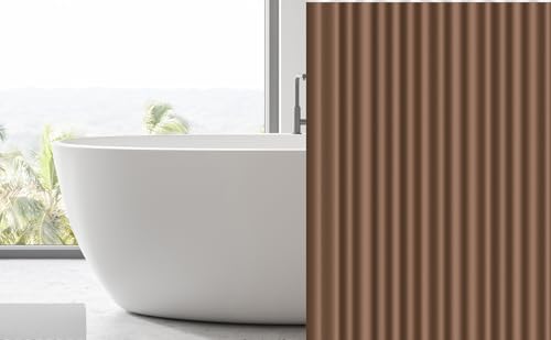 Image of EHZNZIE Brown Shower Curtain Liner 72x72, PEVA Waterproof Bath Curtain, No Chemical Smell, 3 Weighted Magnets, Durable with Rustproof Metal Grommets