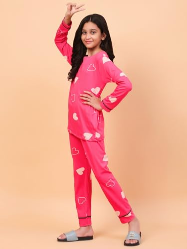 Image of Ninos Dreams Cotton Girls Full Sleeves Coord Set ! Night Suit for Girls ! Tshirt with Jogger Set