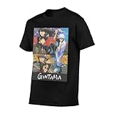 Gintamas Shirt Men's Printed Short Sleeve Tops Crew Neck Cotton Breathable T-Shirt Black Small