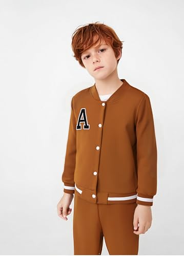 Image of Cakaner Boys Color Block Button Down Shirt and Jogger Pants Button Up Sweatsuits Sets (Size: 5-12T)