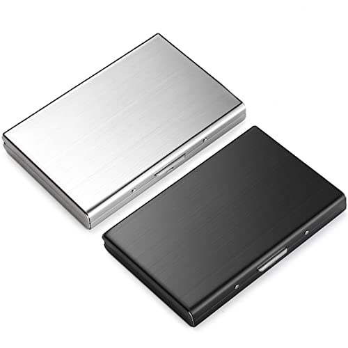 YATEICBC Porte-cartes de visite en aluminium ultra-léger 2 pièces, porte-cartes de crédit RFID, porte-cartes de crédit en aluminium, portefeuille de voyage élégant - carte d'identité, femmes et hommes