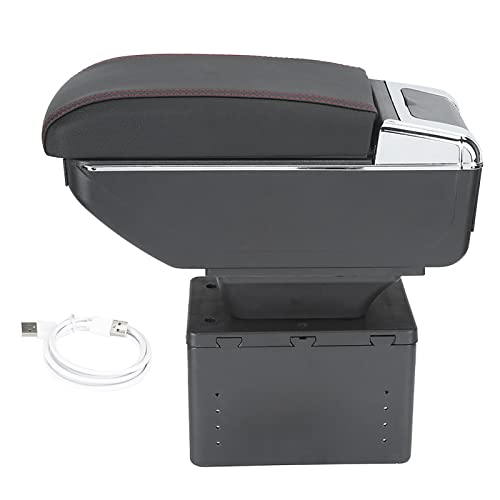 Accoudoir central de voiture, console centrale universelle avec boîte de rangement double couche, réglable avec ports USB pour la plupart des véhicules et...