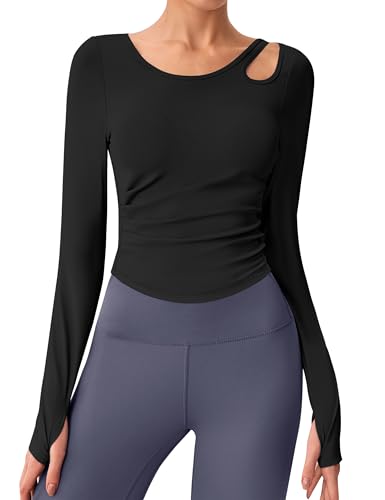 BMJL Womens Workout Tops Built in Bra Active Long Sleeve T Shirt Yoga Athletic Gym Clothes Crop Fall Shirts 2025