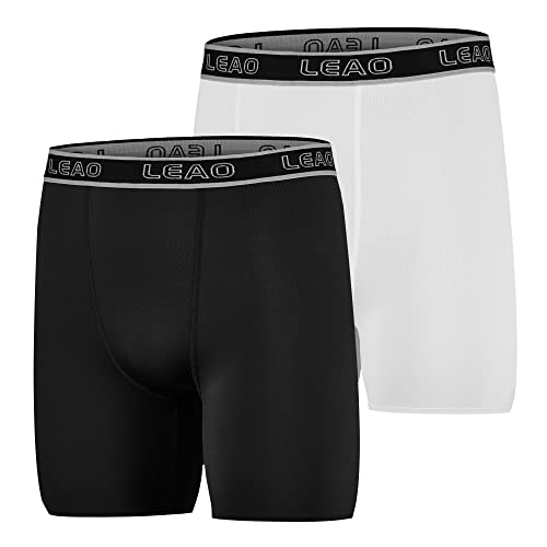 LEAO Youth Boys Compression Shorts 2-pack Performance Athletic Underwear Sports Boxer Briefs