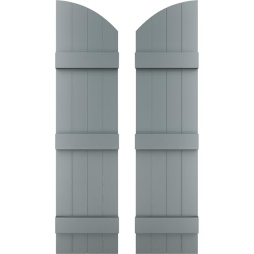 Builders Edge 090140073419 14 Standard Four Joined w/Archtop, Board-n-Batten, Includes Matching Installation Spikes (Per Pair) Vinyl Shutters, 73-in. H, 419-Storm Cloud