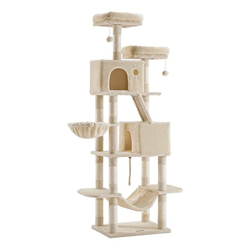 FEANDREA キャットタワー 大型猫 多頭飼い 段差あり 登り降りしやすい 運動不足解消 転倒防止 206cmPCT190M01