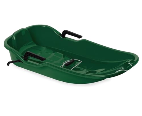 Hamax SNO Glider Schlitten | Lenkschlitten mit Steuer & Bremse | robuster Kunststoff | hoher Fahrkomfort | ideal für Kinder & Jugendliche | Dark Green