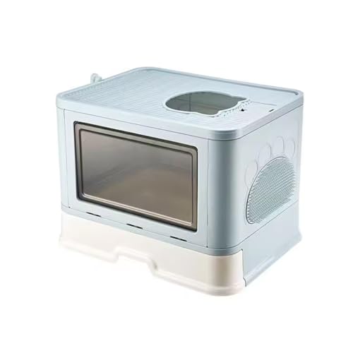 Banheiro Gato Fechado Filtro Anti-odor + Pá + Coçadinha Luxo (Azul)