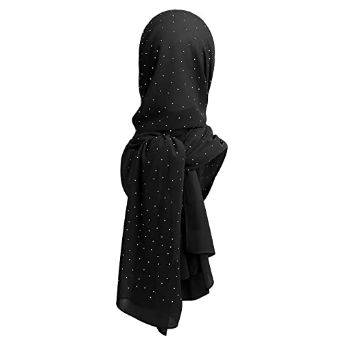 OBEEII Women Chiffon Rhinestone Scarf Muslim Hijab Long Head Wrap Scarves4