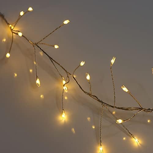 Qbis 400 Cluster Lights. Warm White Cluster Christmas Lights. LED Cluster Fairy Lights Plug in String Lights on Silver Wire. (400 LED Warm White (Silver Wire))