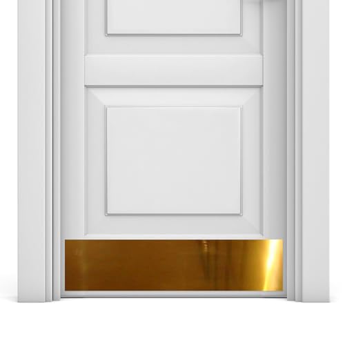 Deck the Door Decor | Door Kick Plate - Anodized Aluminum Screw Mount Satin Black Satin Nickel Shiny Brass & Oil Rubbed Bronze Finish Many Sizes (8x34 Shiny Brass)