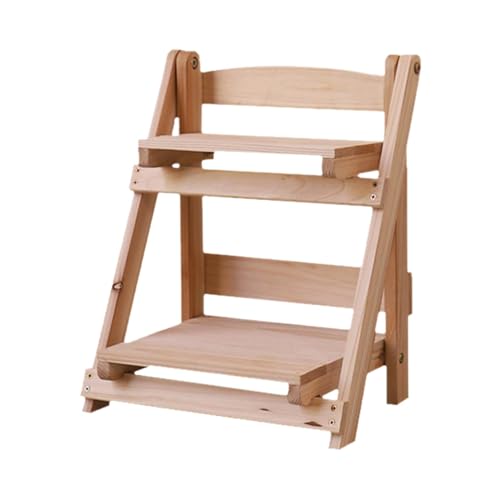 Soporte de planta de madera plegable | Soporte de flores de 2 capas Soporte para plantas - Soporte de planta de escalera al aire libre interior, plegable planta maceta exhibición estantes de
