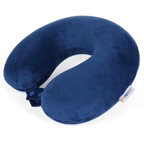 SAIREIDER Neck Pillows for Travel-Head Neck Support Travel Pillow for Traveling, Car, Home, Office Adjustable(Navy Blue)