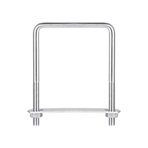Image of uxcell Square U-Bolts, 2 Sets 82mm(3.23 inch) Inner Width 120mm Length M8 304 Stainless Steel U Clamp Bolt with Nuts and Plates, for Boat Trailer