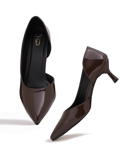 Image of JM LOOKS Women's Pointed Toe Kitten Heel Pumps Elegant Slip-On Dress Shoes for Wedding Party & Office