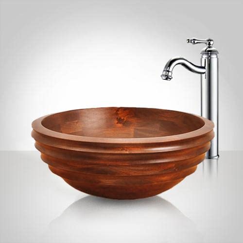 Buy 1 get 1 Magnus Home Products Leola Mahogany Vessel Bathroom Sink, 20.0 lb