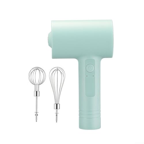 ZWEquipint Batidora de mano eléctrica recargable, batidor de huevos inalámbrico con 2 cabezales para hacer espuma de café, hornear, herramientas de cocina, almacenamiento compacto, verde (verde)