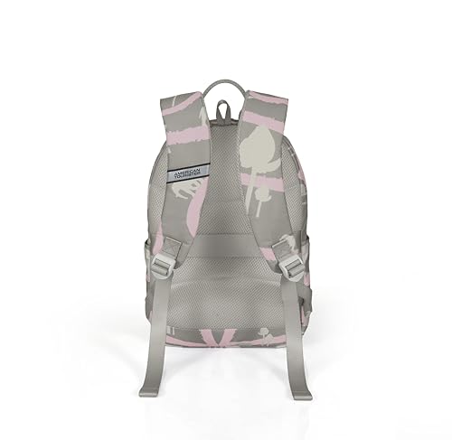 Image of American Tourister x Love Child by Masaba Printed Polyester Backpack for Women /Stylish Lightweight College & Travel Backpack /Spacious Compartments /Padded Shoulder Straps /Trendy Casual Bag- Grey