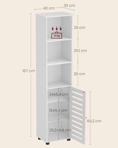 VASAGLE-Armario-de-Bano-Armario-de-Bano-Alto-Armario-de-Bano-Independiente-con-3-Compartimentos-Abiertos-y-2-Estantes-Ajustables-Sala-de-Estar-Entrada VASAGLE Armario de Baño, Armario de Baño Alto, Armario de Baño Independiente, con 3 Compartimentos Abiertos y 2 Estantes Ajustables, Sala de Estar, Entrada