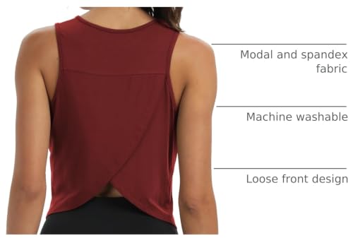 Image of Mippo Workout Tops for Women Cropped Open Back Sleeveless Tank Tops Athletic Gym Yoga Shirts Loose Fit