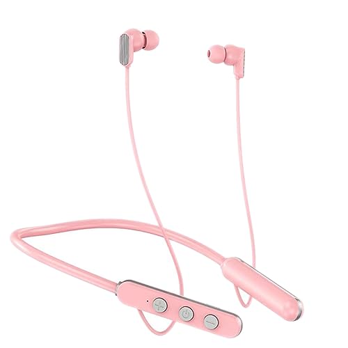 MH BRAND HF- 168 Bluetooth Wireless in Ear Earbuds Neckband with Dual Mic,10 Mins Charge – 20Hrs Music Fast Charge, 20Hrs Battery Life,12mm Driver, IP55 Dust & Water Resistant (Pink)