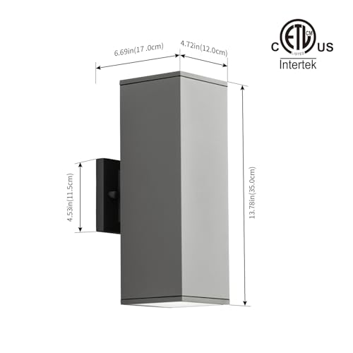 Image of mirrea 14 inch Modern Outdoor Porch Light in 2 Lights, Matte Gray, 2 Pack