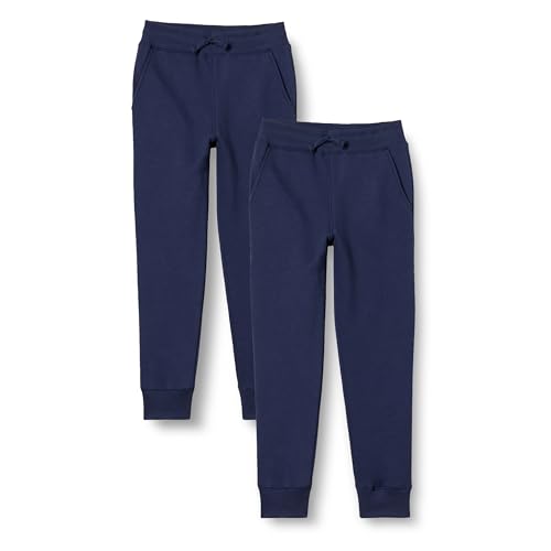 Amazon Essentials Pantaloni Sportivi Jogger in Pile Bambini e Ragazzi, Pacco da 2, Blu Marino, 6-7 Anni