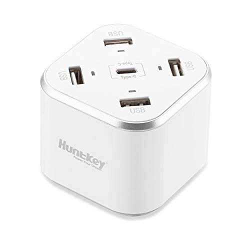 Huntkey USB C Charging Station, 35W Desktop Charger with Type-C 5V/3A 15W, 4-Port USB 5V/4A, for iPhone Xs Max XR X 8 7 Plus, Ipad Pro Air Mini, Galaxy S9 S8 S7 S6 Edge, Tablet, SAC507