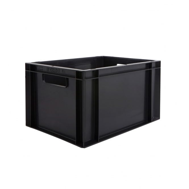 BiGDUG Essentials Recycled Euro Stacking Box - Black Storage Box - 230h x 300w x 400d mm - 20 Litre