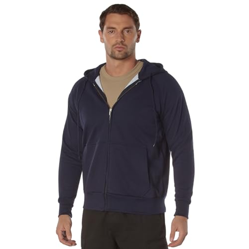 Rothco Thermal Lined Full-Zip Hoodie – Warm and Comfortable Outdoor Hooded Sweatshirt, Navy Blue, XL
