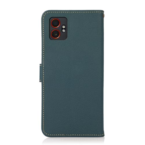 Étui Galaxy A17 en cuir de vache véritable vert de qualité