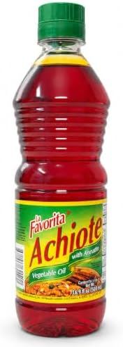 LA FAVORITA ANNATTO VEGETABLE OIL, ACHIOTE SEASONING OIL, 16.9 FL OZ (500 ML), WITH SOYBEAN AND PALM OLEIN OILS, PRODUCT OF ECUADOR