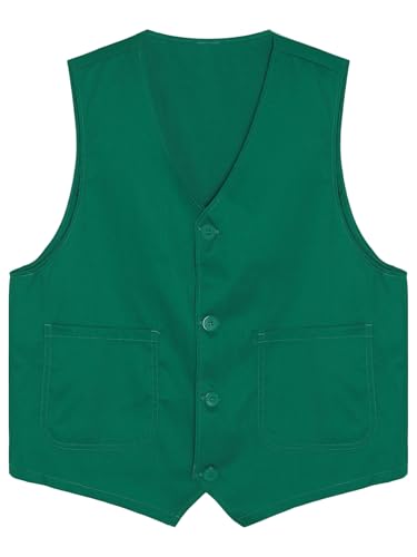 Kid Girls Boys Button Down Side Pockets Vest Volunteer Activity Waistcoat Irregular Hem Activities Uniform4