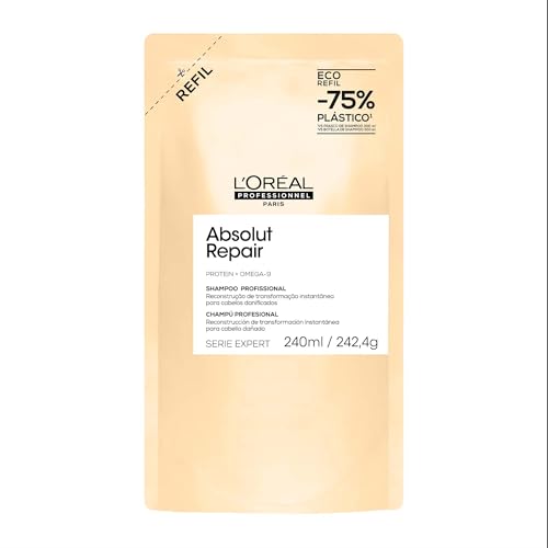 L'Oreal Professionnel Absolut Repair Shampoo Refill| Repara el daño y proporciona brillo | Con proteínas y omega 9 | Tratamiento con tecnología de...